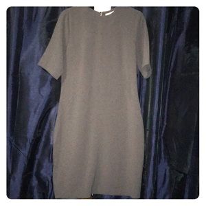 HM grey dress, open back, knee length.